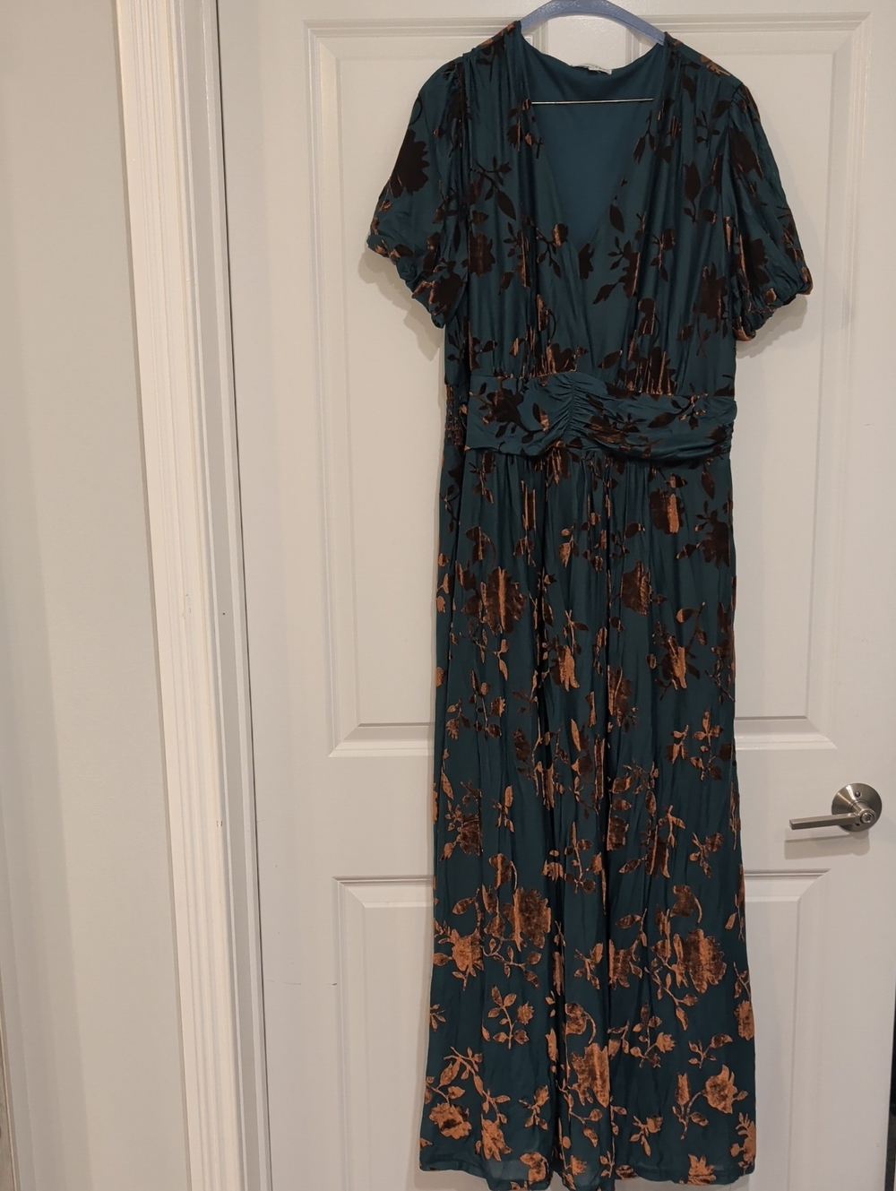 Baltic Born Teal Maxi Dress with Bronze Floral Accents